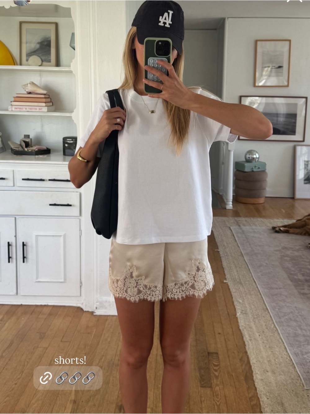 REFORMATION Fern Lace Shorts in Almond